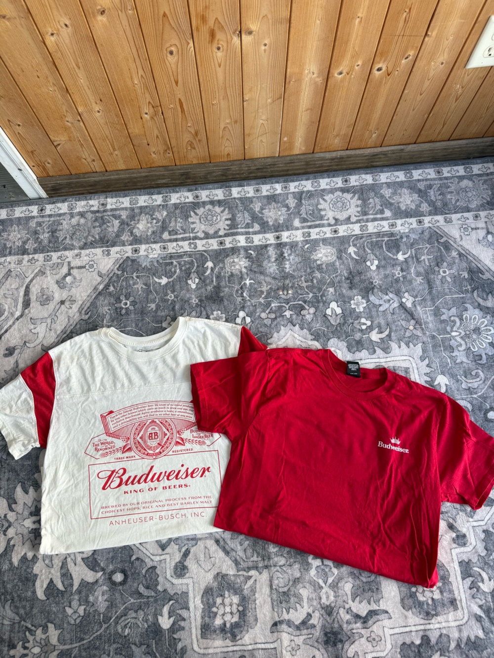 Budweiser Graphic Tee - Red & White Bundle Size Large
